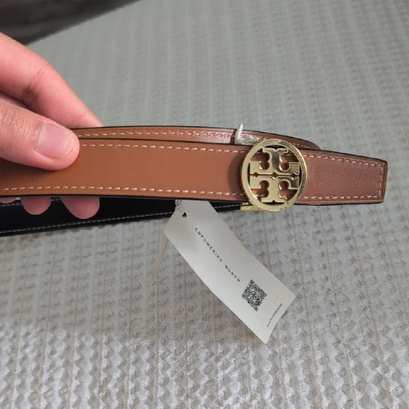 Tory Burch Brown Leather Belt with Gold Buckle - Picture 10 of 10